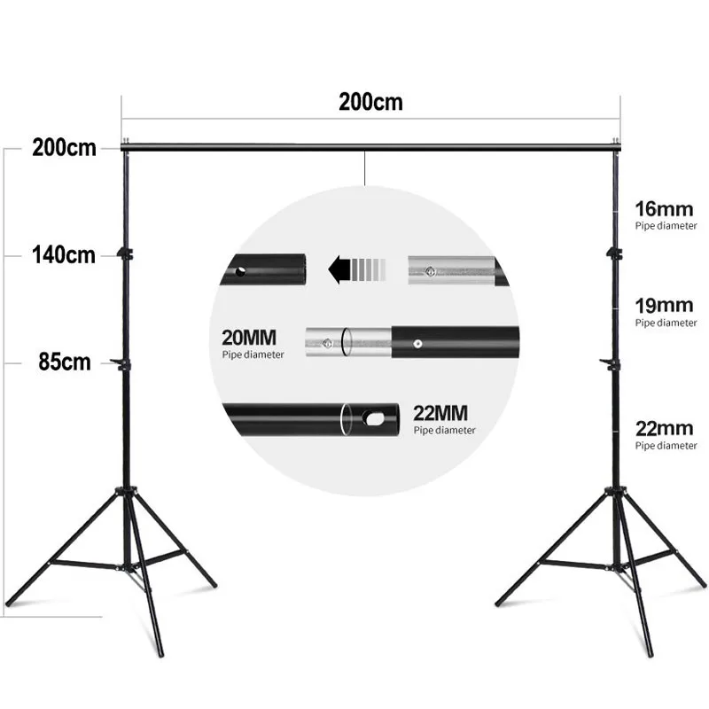 2x2m Background Stand Backdrop Blue Red Green Screen Backgrounds Photography Photo Video Streaming Equipment