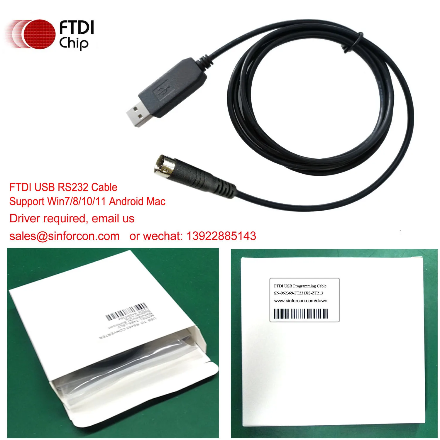 FTDI USB RS232 to MD 8P for Kenwood TM-D710  RC-D710 Radio Transceiver Programming Cable PG-5G