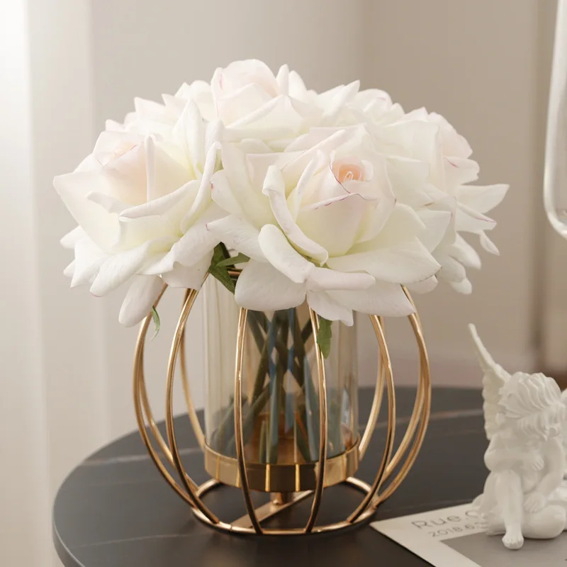 Real Touch Ivory Rose Latex Long Lasting Wedding Red Artificial Rose Flower For Decorative flower Arrangements