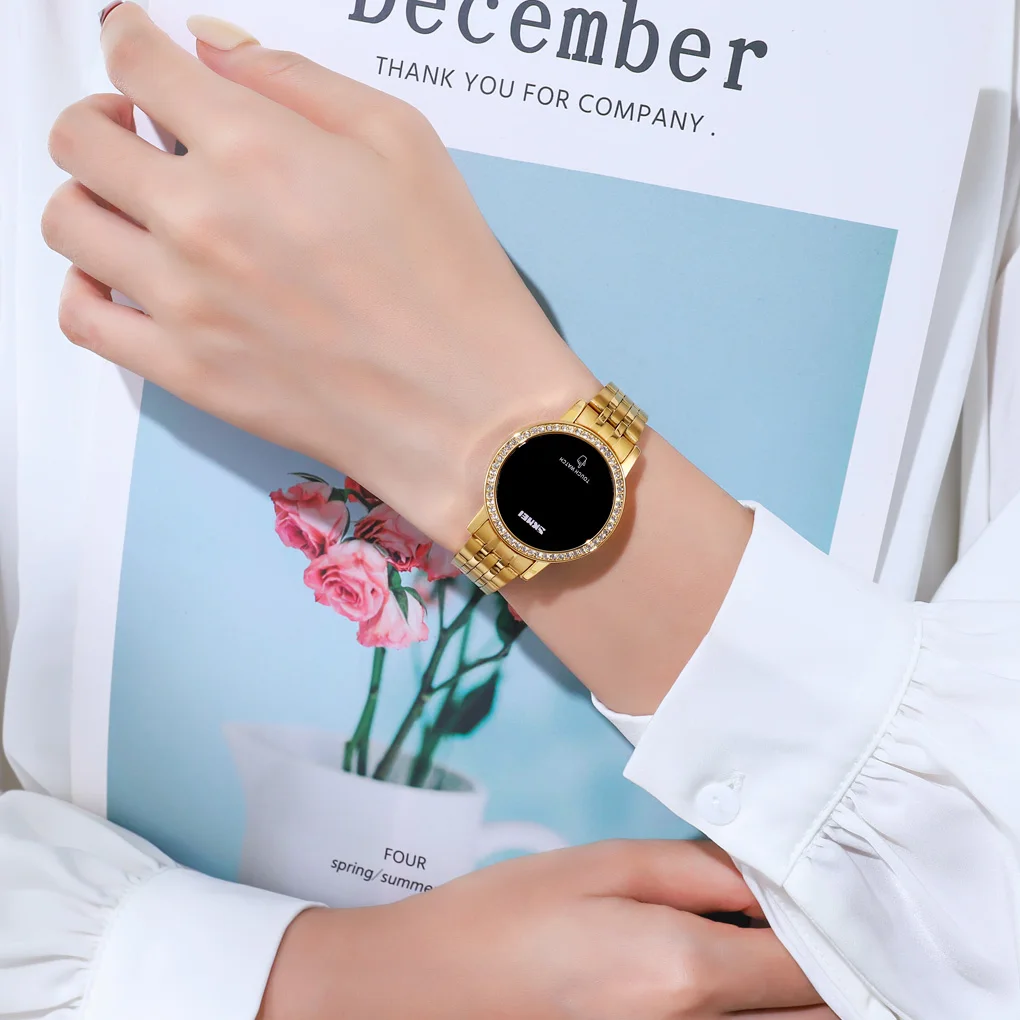 SKMEI 1669 lady women custom branded rose gold white LED hand touch waterproof watches