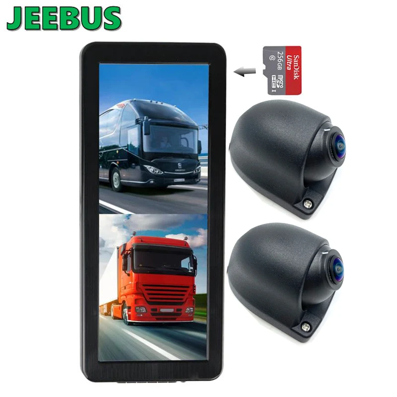 JEEBUS 12.3inch Dual DVR Electronic Rear View Mirror Blind  Monitor System for Bus Truck
