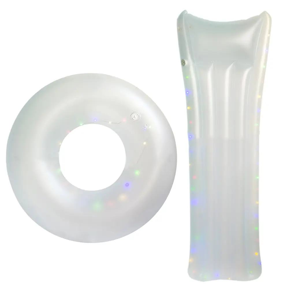 LED Flashing Swimming Pool Float Inflatable Toys Beach Multi-Color Water Hammock Inflatable Swim Tube