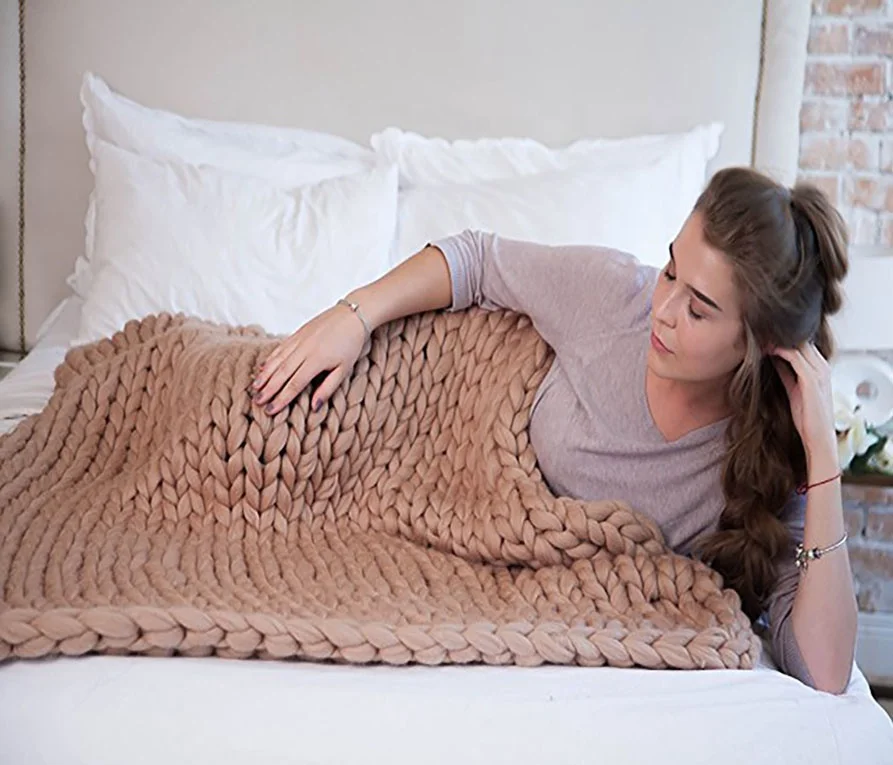Chunky Knot Blanket Tight Braided Thick Soft Cozy Couch Sofa Bed Home Decor Woven Knitted Throw Blanket