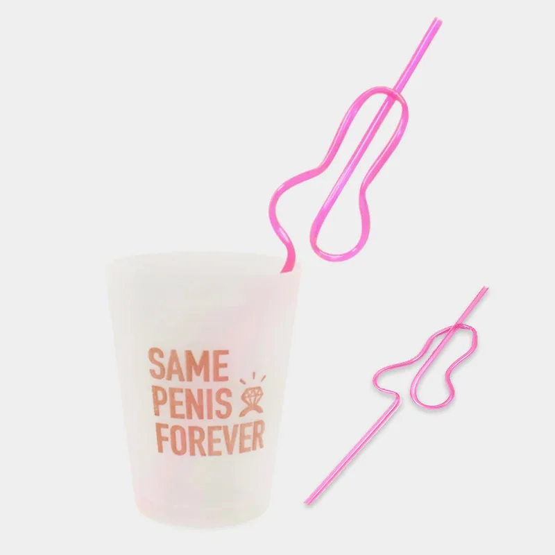 10pcs Love toy adult straw fun toy adult joke bar disco wedding party glowing penis straw in pink Willie straw