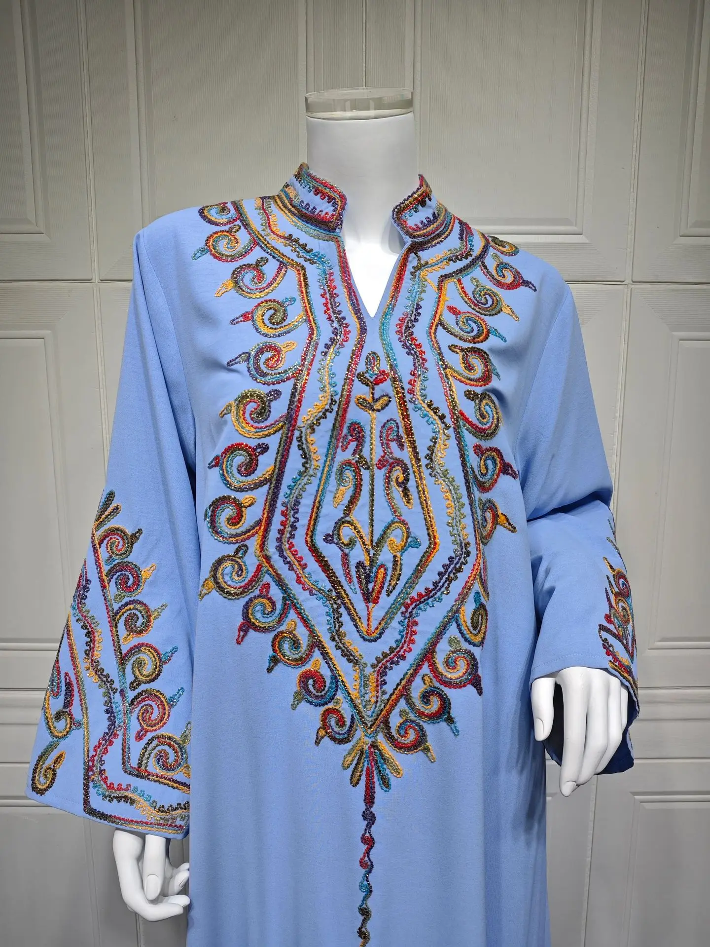 Middle East abaya Muslim elegant embroidered dress abaya pull over Arab jalabiya
