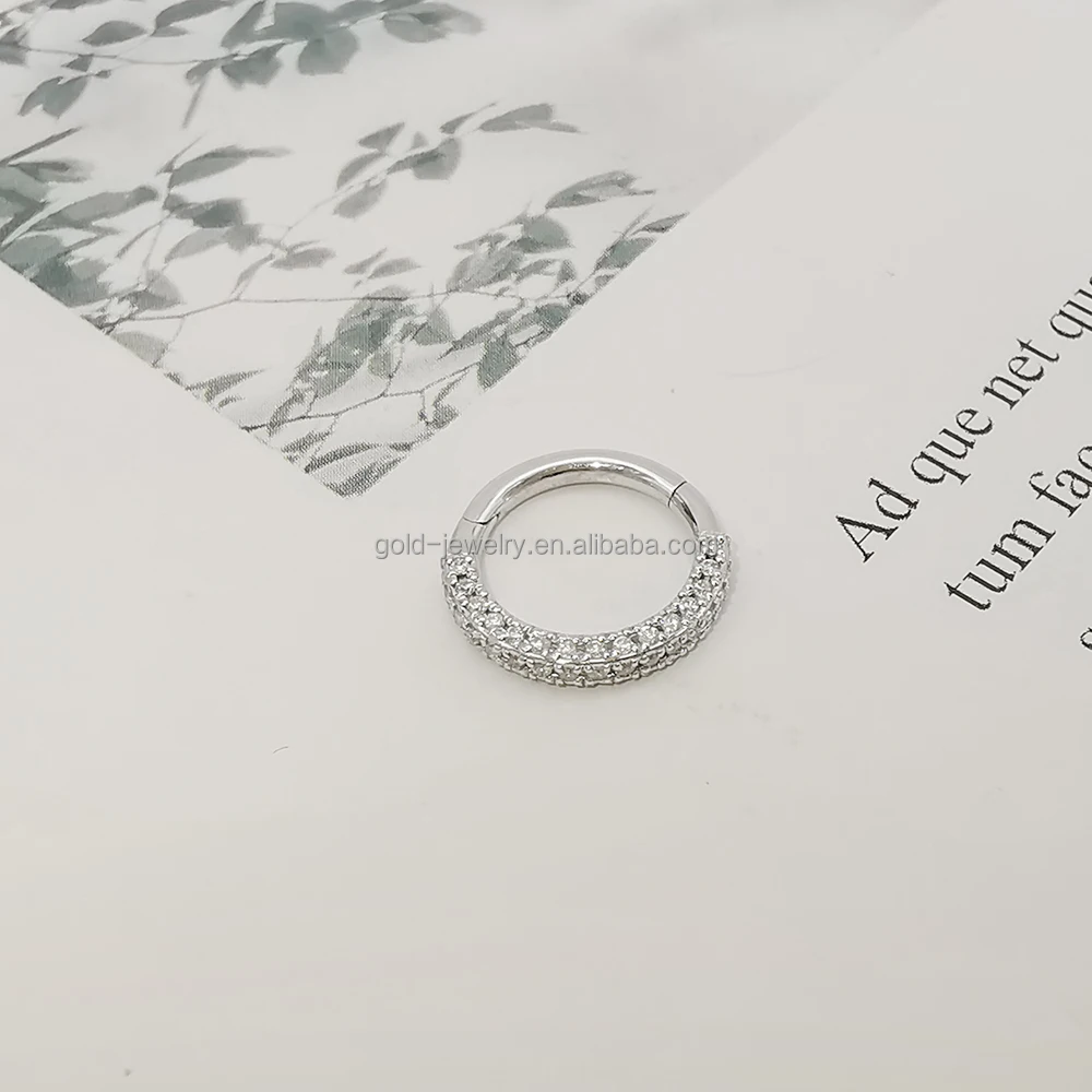 Wholesale 14K Real White Gold Nose Rings Fine Jewelry Piercing Real Diamond Body Jewelry Custom Jewelry Hot Selling