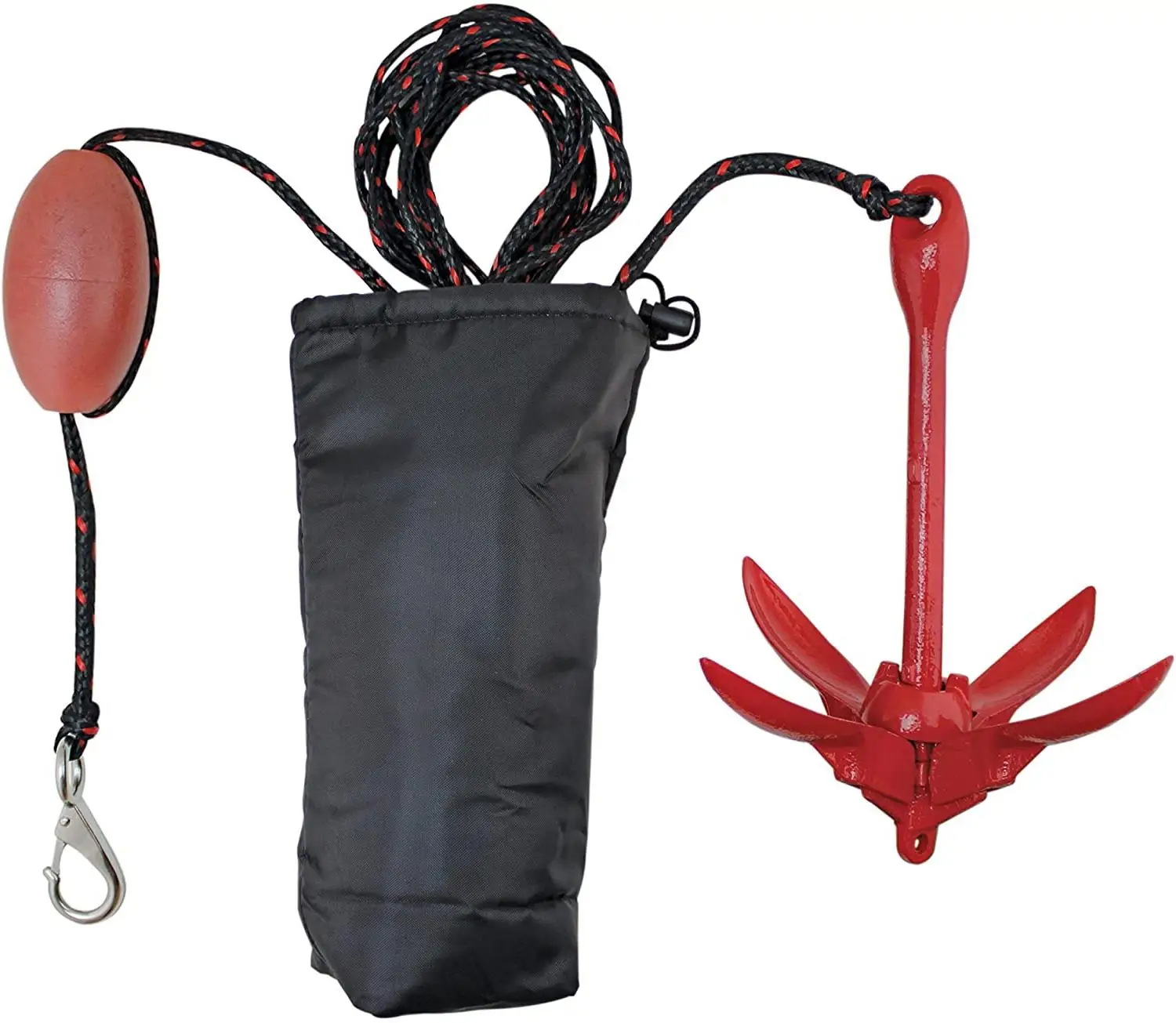 folding anchor kayak and paddle board anchor kit with buoy and stainless steel snap