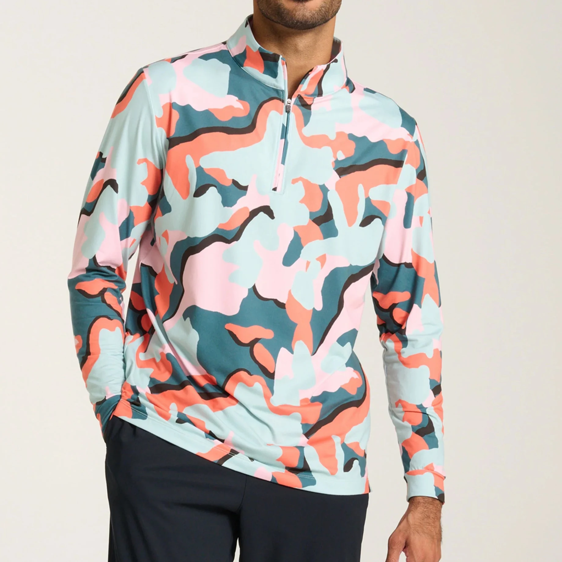 Mens Quarterzips New Fall Zip Golf Custom All Street Breathable Good 4 Slim Sleeve Golf Quarter Zip