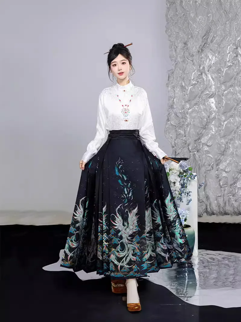 Chinese Traditional Horse Face Skirt Lucky Rich Patterns Daily Chinese Traditional Dress Fashion Hanfu Chinese Traditional Women