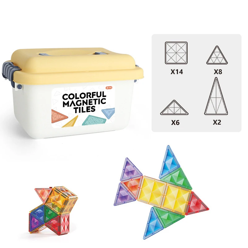 Colorful DIY Magnet Build Tiles 30 pcs Magnetic Construction Tiles Plastic Building Blocks Toys for Kids