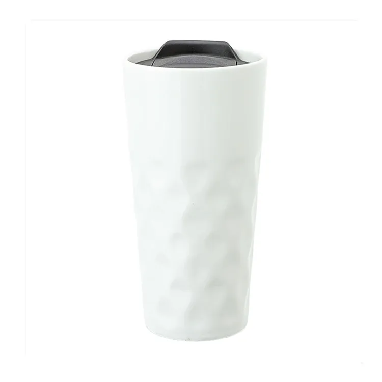 hot sale popular design pp lid ceramic drinking cup double wall custom coffee travel mug without handle