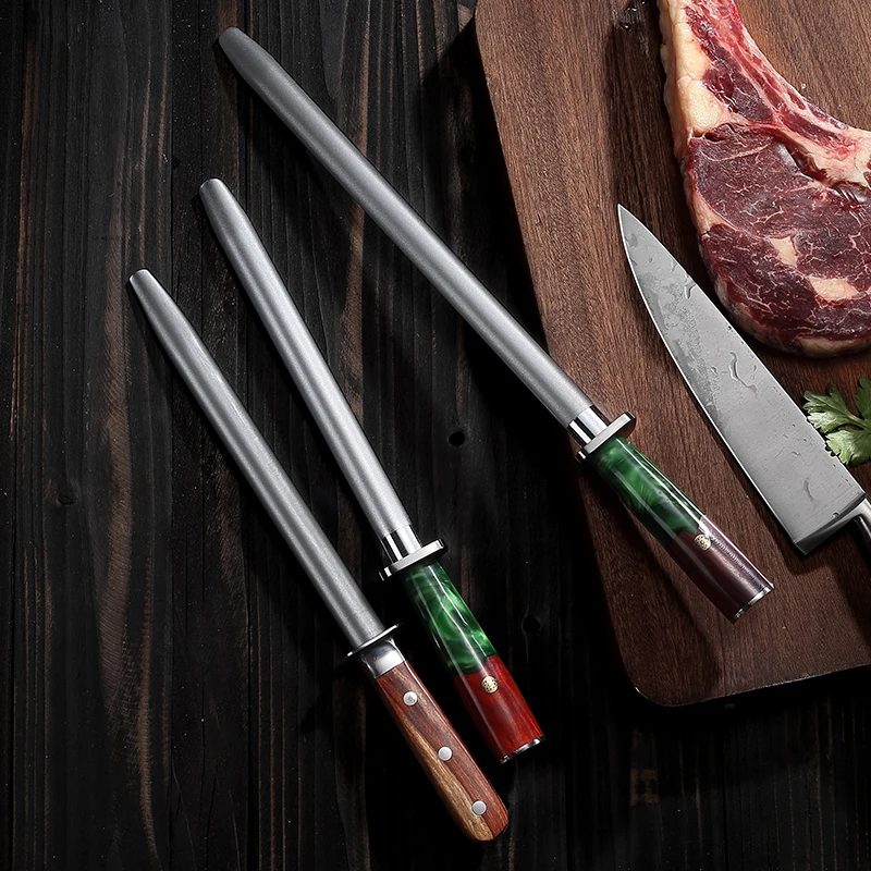 Sharpener rob for knife high carbon steel professional 8/12inch sharpener rob with red rosewood handle grinding tool