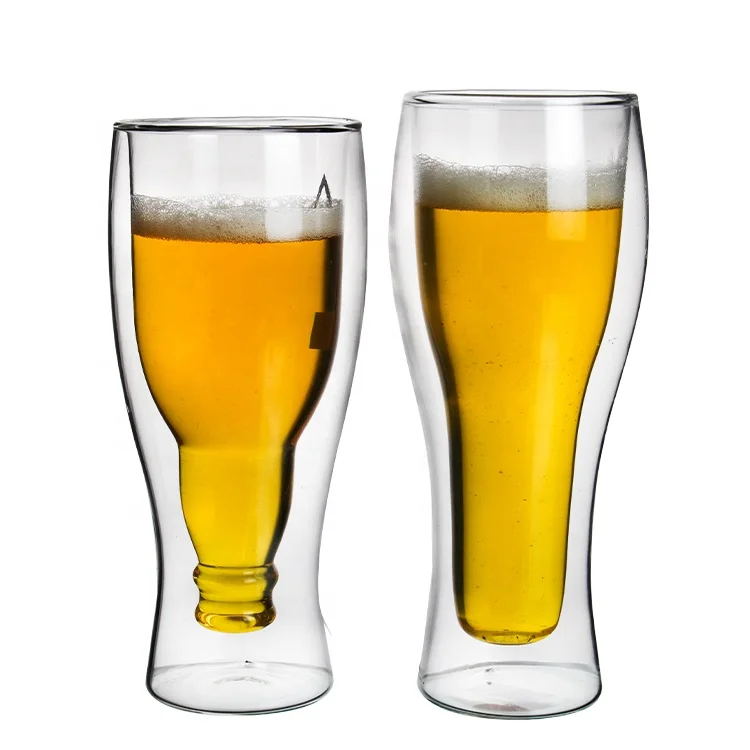 Factory high borosilicate double wall insulated cup upside down beer glass