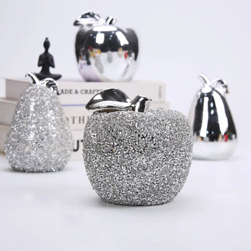 Nordic creative Porcelain Candy Cookie Jar Ornament Christmas Gifts For Children Golden Apple Decorations For Home