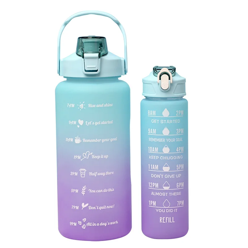 wholesale 2000ML 800ML  2 L  plastic time maker big water bottle custom logo with straw and phone holder set