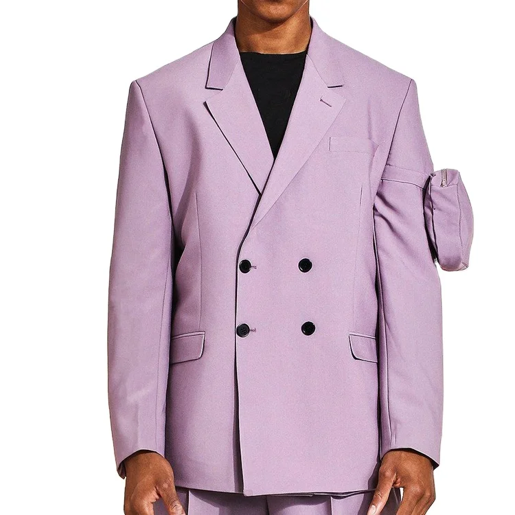 Latest Design Pink Double Breasted utility Button Flap Pocket Blazer