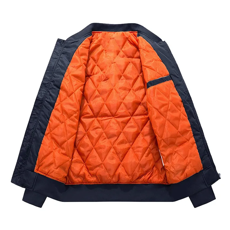 Man casual fall winter military style quilted windproof waterproof bomber jacket