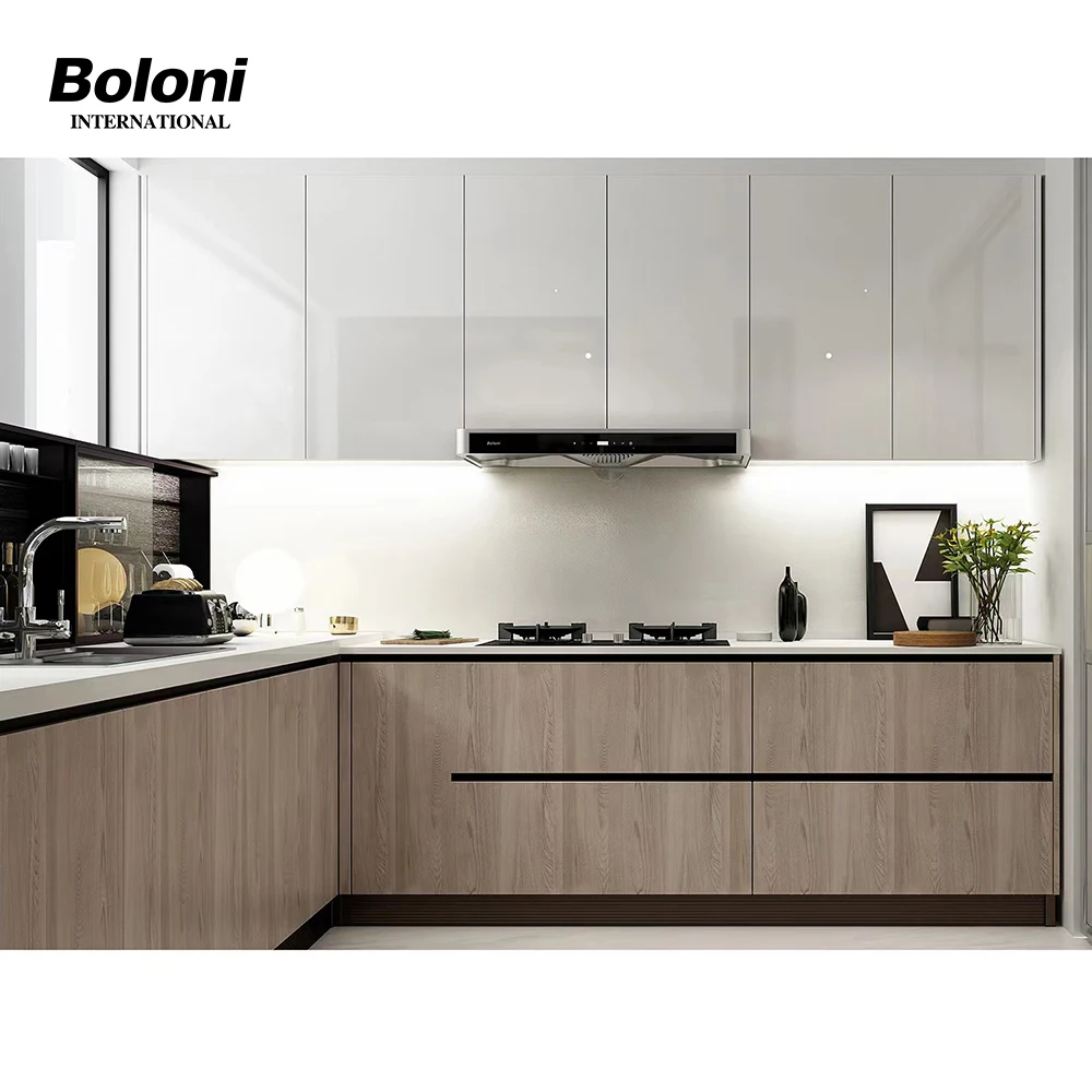 Boloni Luxury Modern Pakistan Hotel Kitchen Cabinet Marble L Shape Set aluminum kitchen cabinet modern