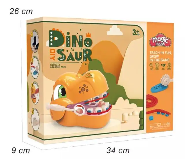 Little doctor Dinosaur Head Dental tool set 5 pieces increase knowledge interest in medicine plastic kids toys