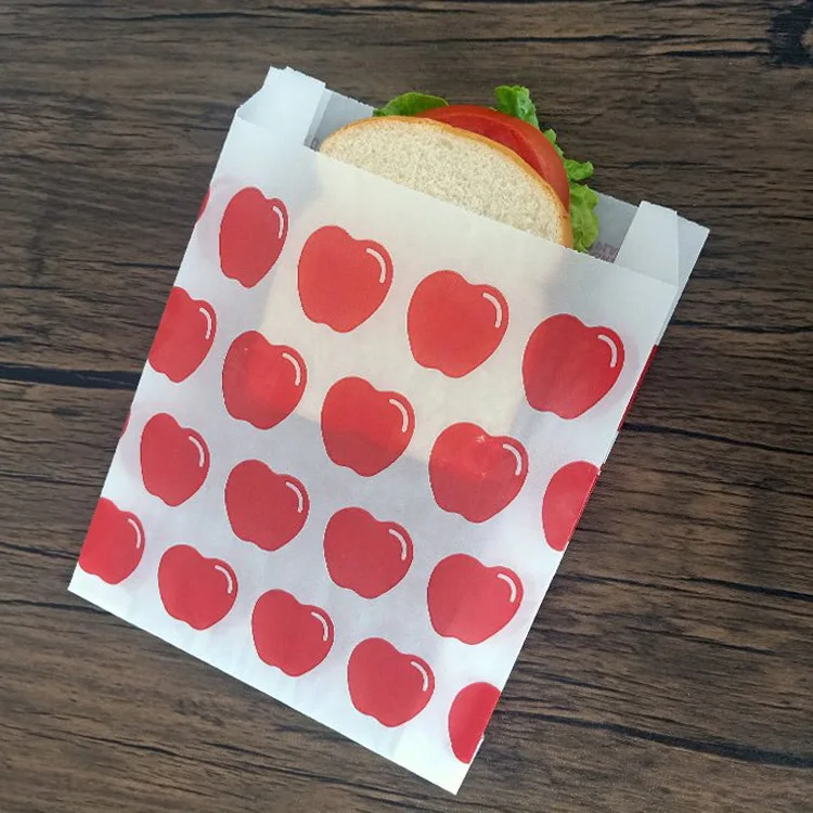 Custom Logo White food Grade Grease Sandwich Resistant Coated Wax Lined Paper Bags For Bakery Cookies Snacks French Fries