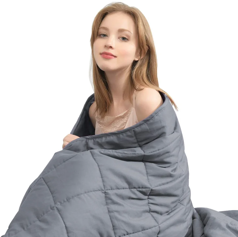 
Dropshipping Adult Kids Heavy Beach Glass Beads Custom Cotton Minky Knitted Children Autism Weighted Blanket 