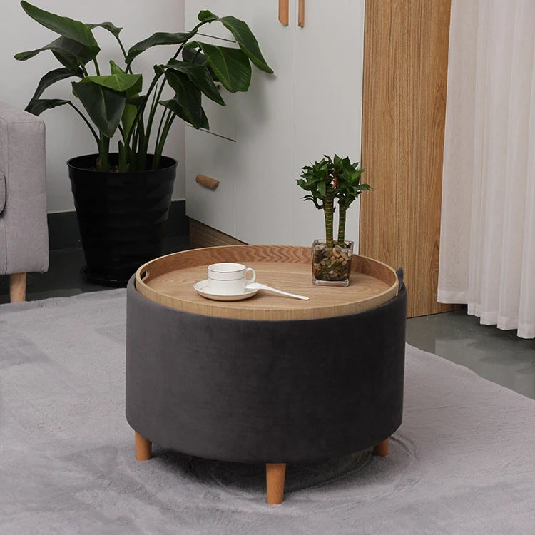 high quality wooden coffee table modern wooden tray with storage Ottoman