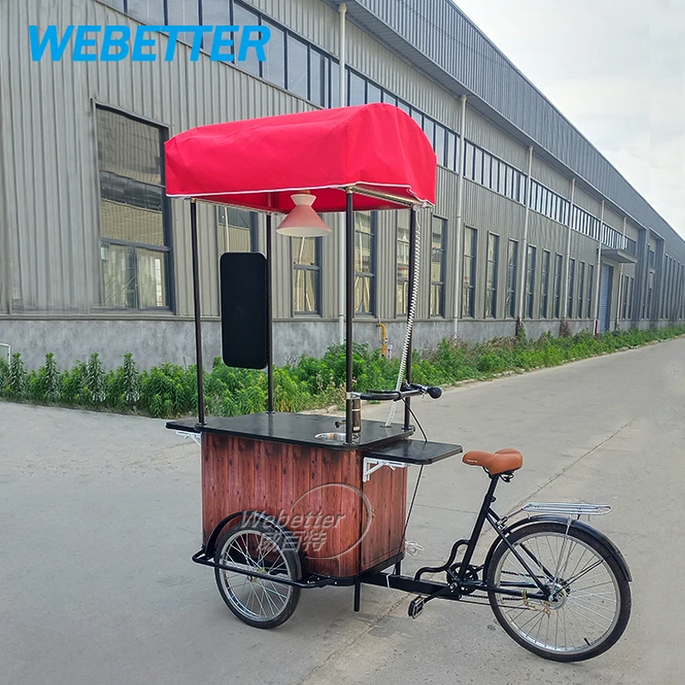 WEBETTER Mobile Tricycle Coffee Vending Cart Street Ice Cream Bike Bakery Tricycle Fast Food Cart Food Bike