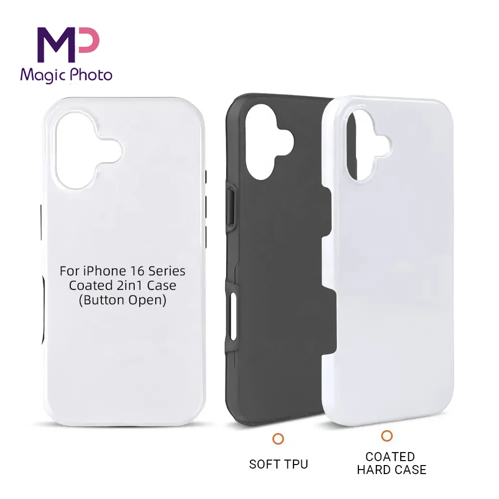 Sublimation Coated Tough 2 in 1 Phone Case for iPhone 16 16 Plus 16 Pro 16 Pro Max Personalized Blank Tough Mobile Phone Cover