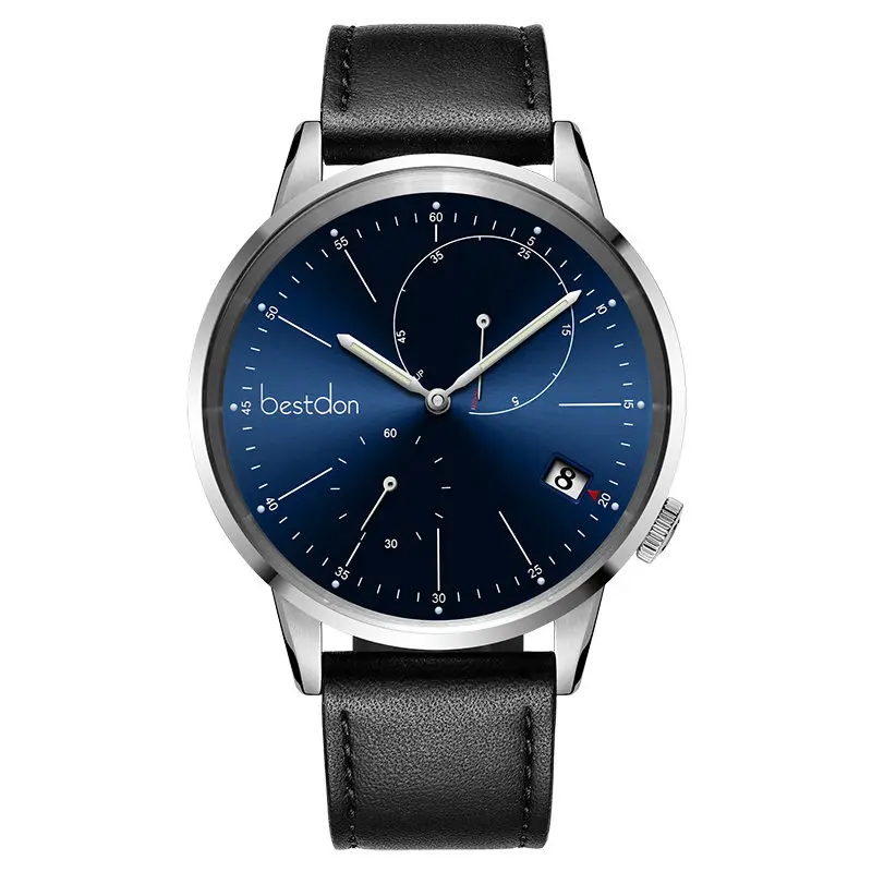 Wholesale genuine leather minimalist simple waterproof automatic men watch
