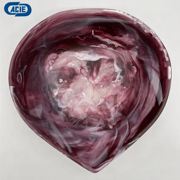 Acrylic resin handmade salad bowl cold food bowl with marble texture and aqau swirl cloud pattern used in home canteen and bar