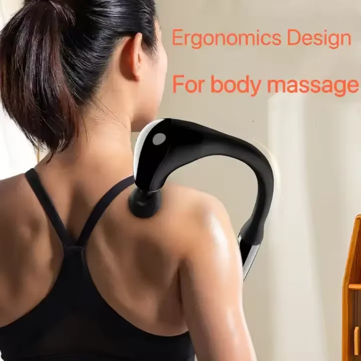 Men Women Extended Handle Massage Hammer Fascia Gun Deep Tissue 4 Heads Brushless Mini Massage Gun 2024 For Full Body Massage