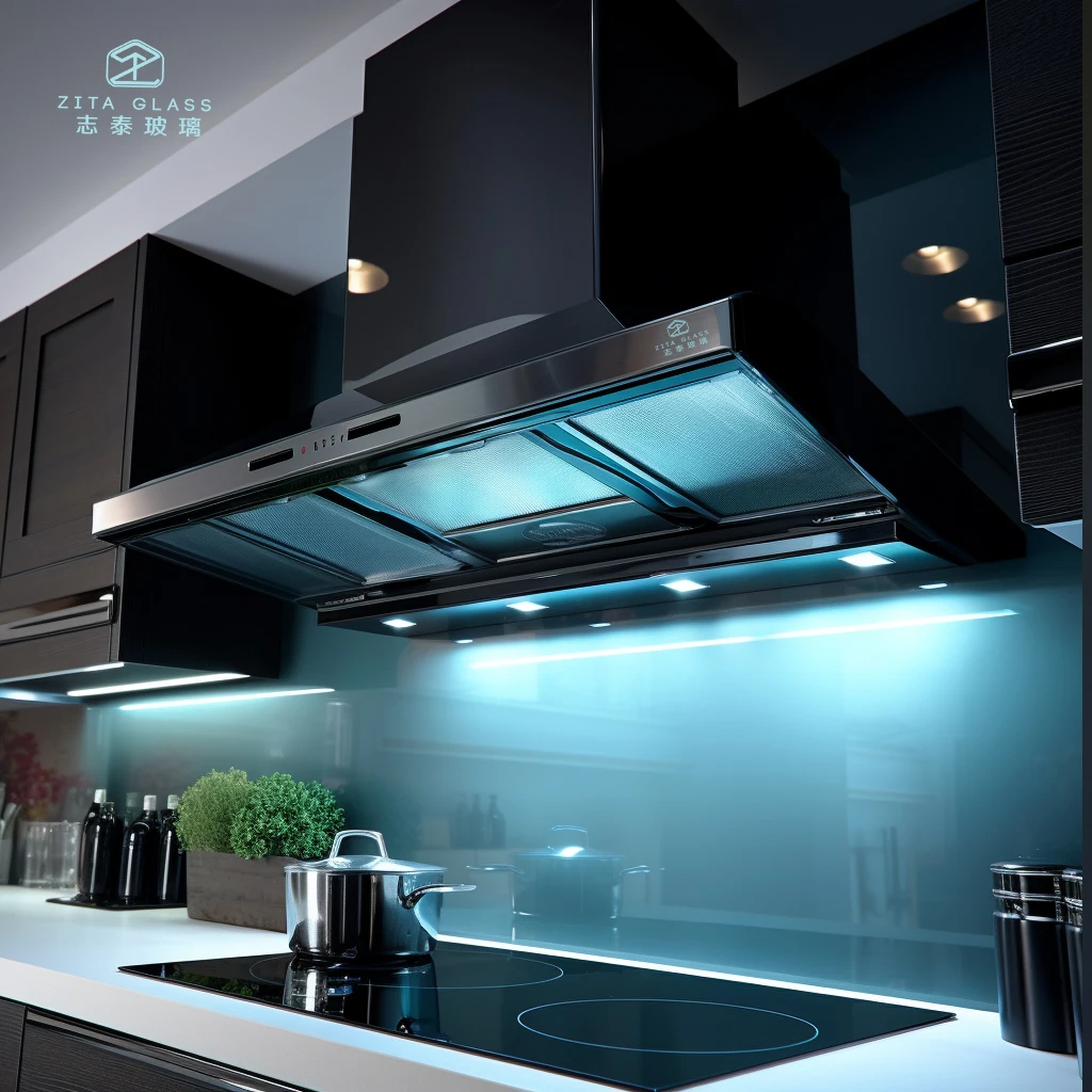 Cheap price flat glass panel sheet for range hood kitchen appliance glass parts tempered range hood glass