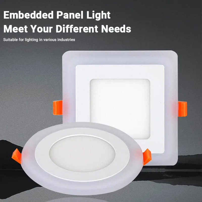 Modern LED Two-Color Dimming Panel Light with White Frame round Square LED down Ceiling Lamps Office Aluminum Body Indoor Use