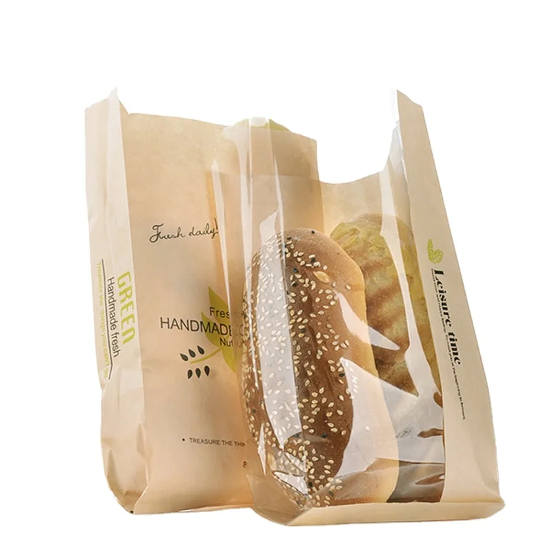 chinese cheap price food grade bakery kraft paper bag for bread packaging bag window