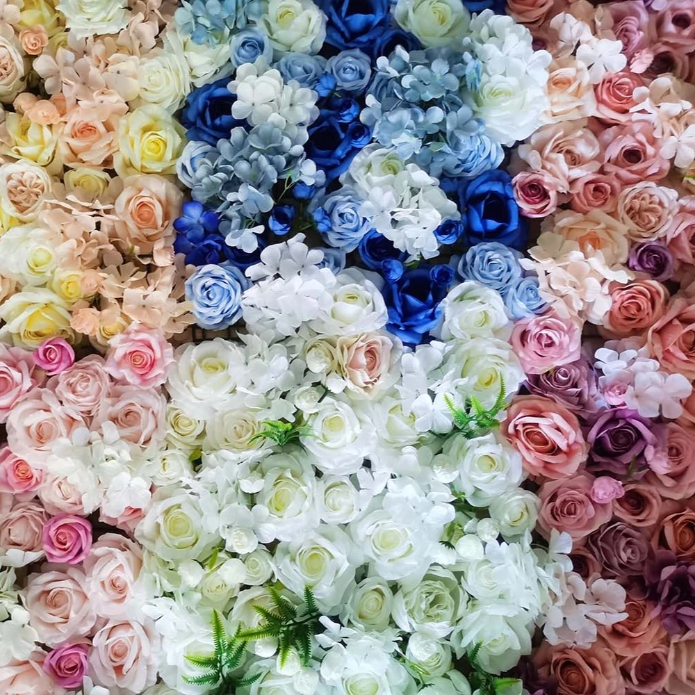 Artificial rose flowers wall panel party decorations Silk 3D flower wall wedding backdrop decor for wedding