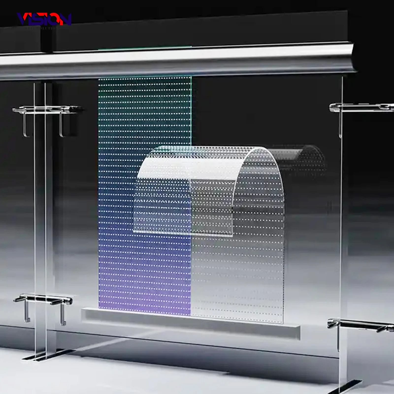 Ultra Light Hd P4 P5 P6 P8 P10 Panels Screen Adhesive Digital Flexible Soft Curtain Glass display