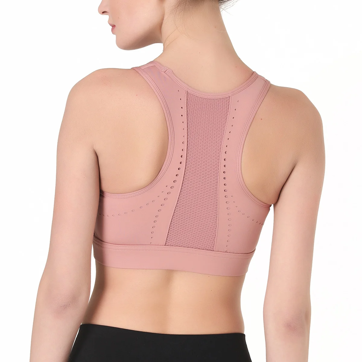 
Cross-border Amazon Back Polka Dot Sports Bra Shockproof Mesh Jacquard Stitching Sports Underwear Yoga Vest Suit 