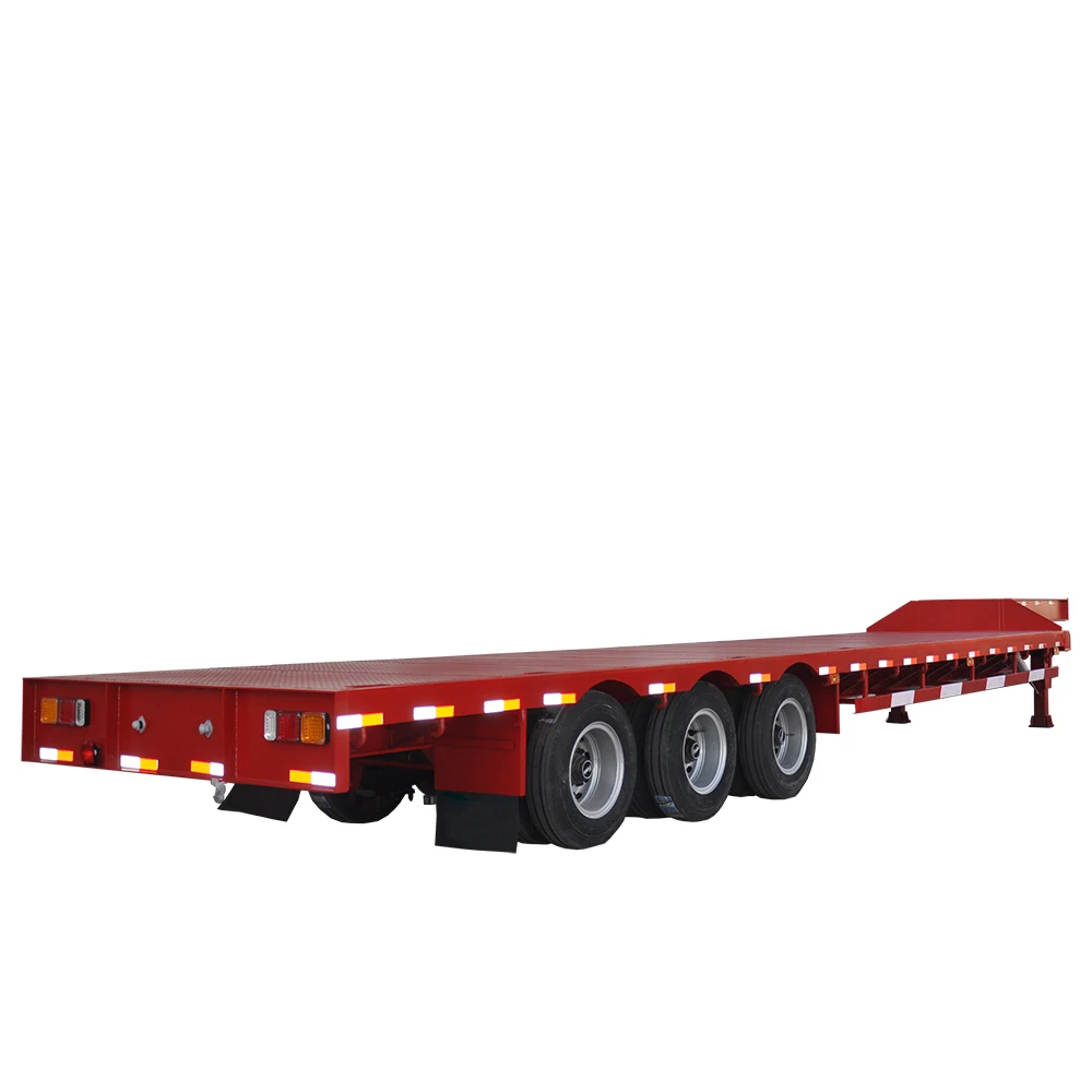 Truck Trailer 13 M Flatbed Semi Trailer 2 3 Axles 40 50 Ton Heavy Equipment Container Truck Trailer for sale