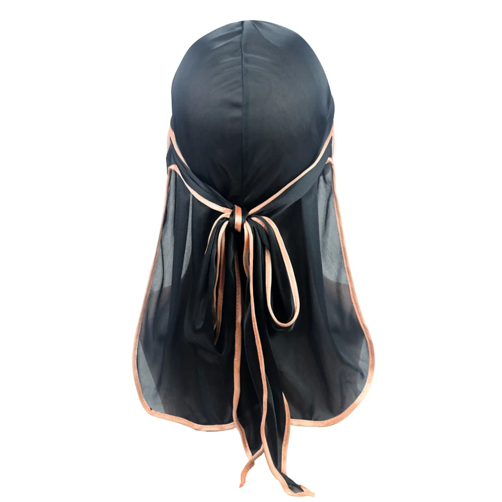 Wholesale Custom Logo Long Tail Satin Durag Silky Designer Hip Hop Headband Silk Durag