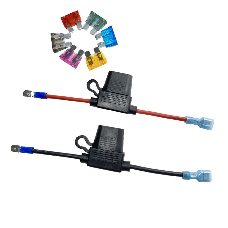 12V Standard Fuse Holder with 250 Male& Female Spade Terminals Battery Cable
