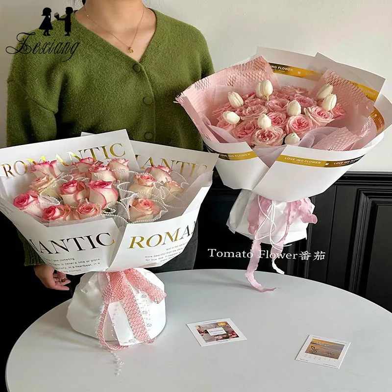 English Bronzing Flower Wrapping Paper Packaging Florist Supplies Waterproof luxury Bouquet Wrap Gift
