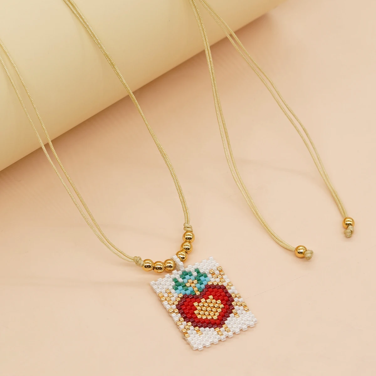 Go2boho Bohemian Gold Plated Beaded Necklace Women Pendant Heart Charm Handmade Colorful Fashion Jewelry Miyuki Bead Necklace