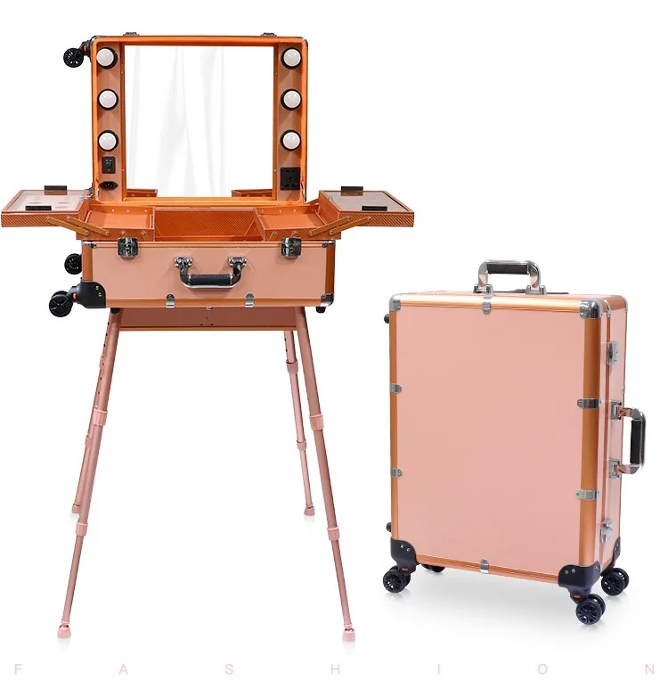 Профессиональная косметичка на колесиках чемодан для косметики с колесиками Вместительная женская коробка и ногтей