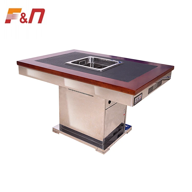 Commercial factory price custom smokeless square hotpot dining table