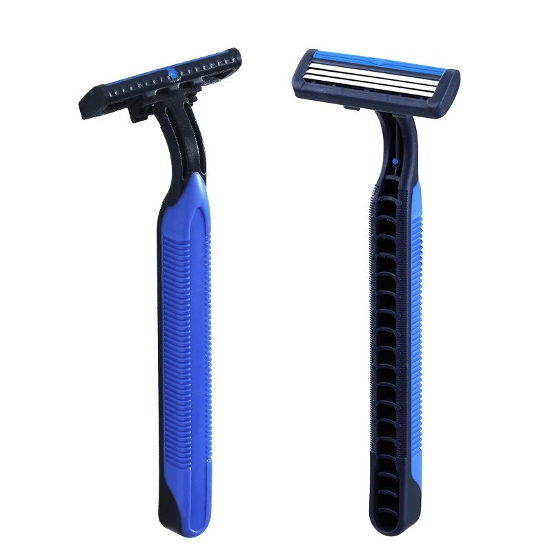 KL-R321L triple blade razor with fixed head high quality rubber handle disposable razor