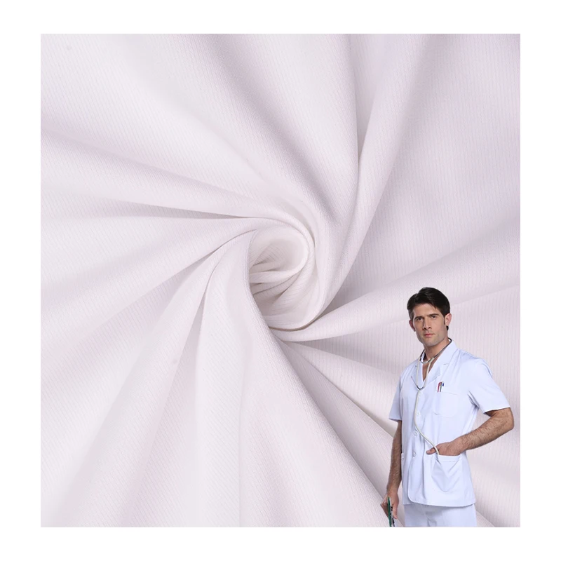 White Lab Coat Fabric Nurse Doctor Hospital Uniform Beauty Salon Uniform Fabric Organza Fabric Medical Uniforms Woven 228