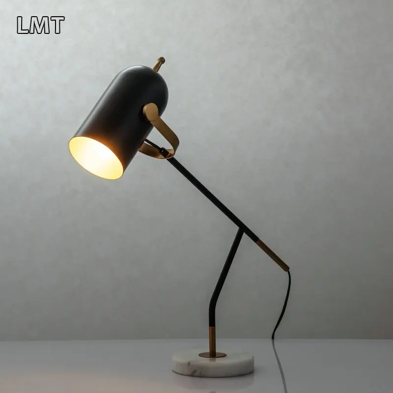 Home decor designers table lamps marble base study room desk lamp hotel bedside black gold luxury modern minimalist table lamp