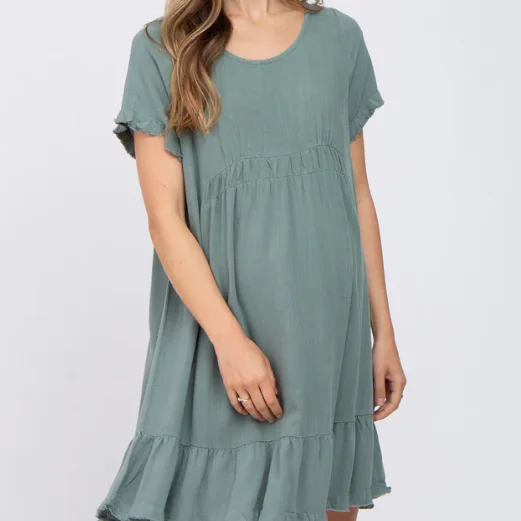 2022 wholesale sage maternity clothes hem breastfeeding dress for maternity clothes
