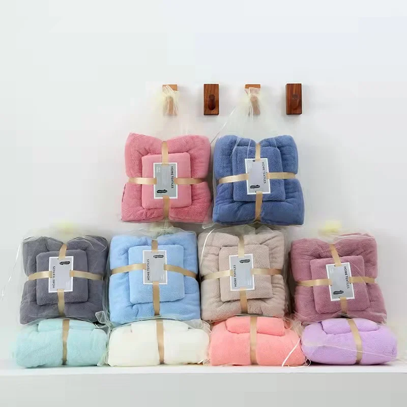 Factory Wholesale Coral Fleece Microfiber Hand Absorbent High Quality Baby Cartoon Cheap Hotel Bath Towels Sets