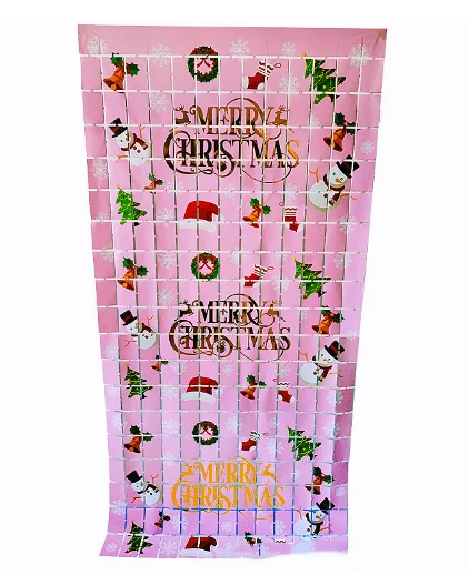 Square Christmas Rain Silk Door Curtain Square Christmas Fringe Curtain Party Scene Decoration